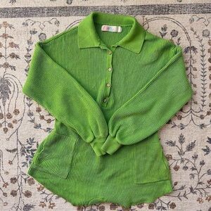 Green Jumpsuit with Relaxed Fit and Long Sleeves